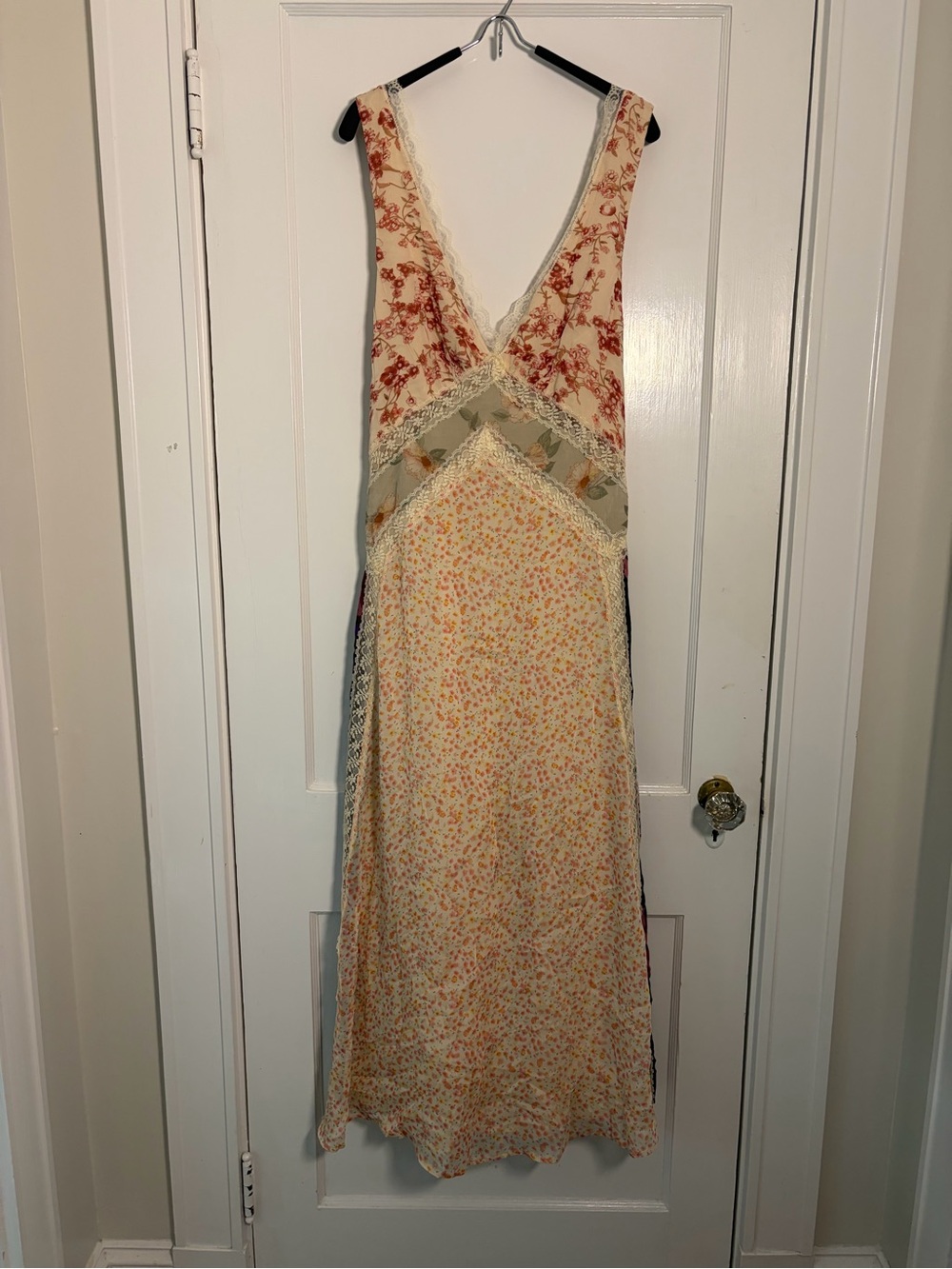 Free People Cream and Rust Patchwork Midi Dress *see note*